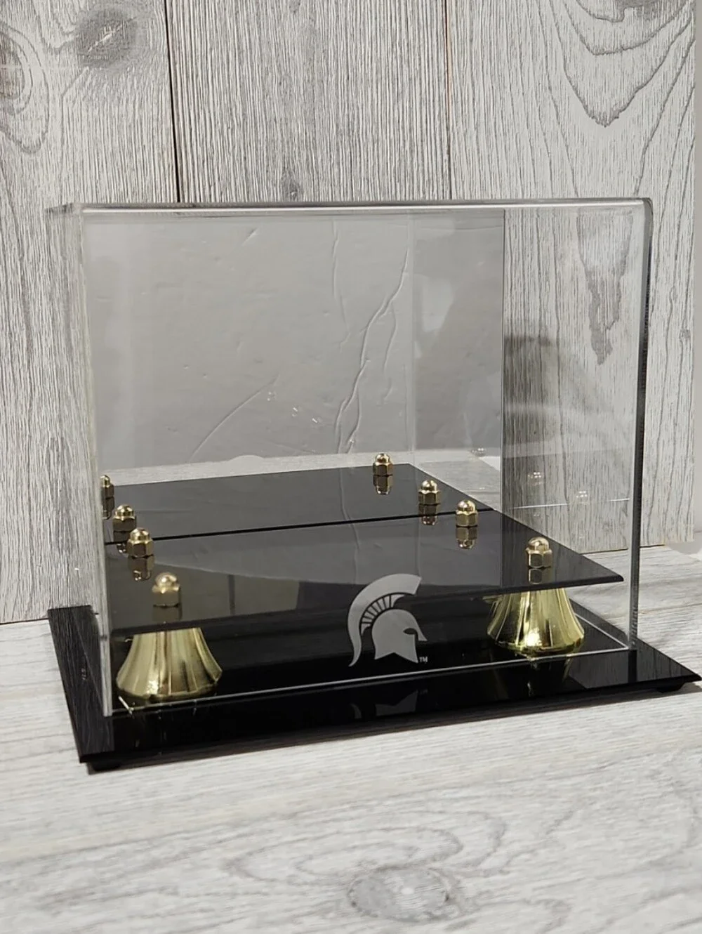 Michigan State Spartans Free Standing Golden Classic Mini Helmet Display Case